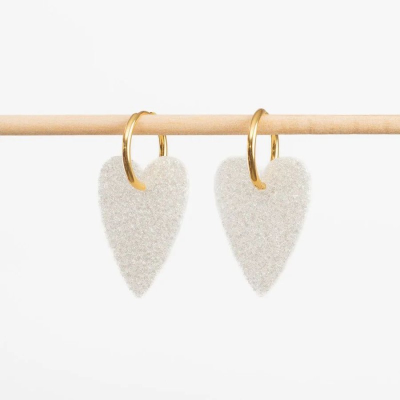 Boucles d'oreilles coeur - Nacré