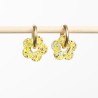 Boucles d'oreilles créoles Fleur - Jaune champagne