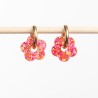Boucles d'oreilles créoles Fleur - Fushia Orange