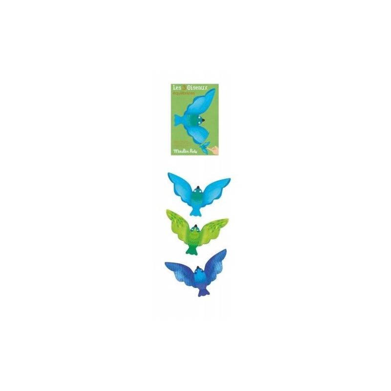 Set de 3 oiseaux équilibristes bleus Set de 3 oiseaux équilibristes bleus