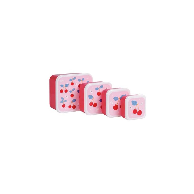 Set de 4 boîtes à tartines/goûter - Cerises Set de 4 boîtes à tartines/goûter - Cerises