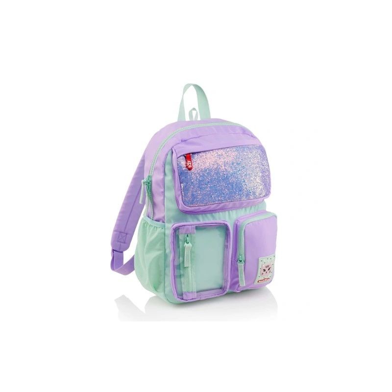 Sac à dos poches 4 compartiments - Parme et vert pastel Sac à dos poches 4 compartiments - Parme et vert pastel