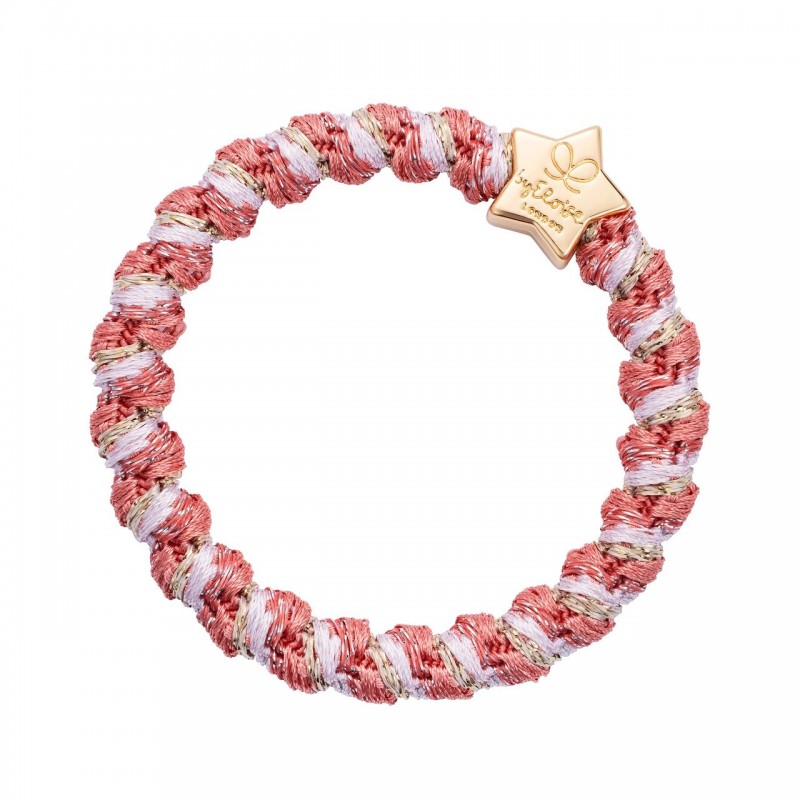 ByEloise bracelet élastique tissé étoile dorée - Sable rose