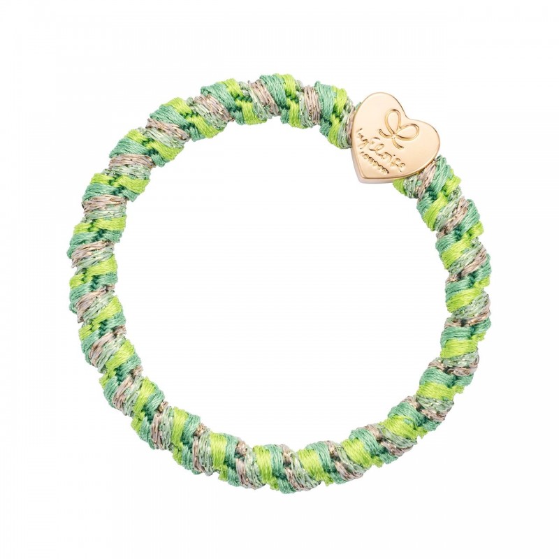 ByEloise bracelet élastique tissé coeur doré - Kiwi crush