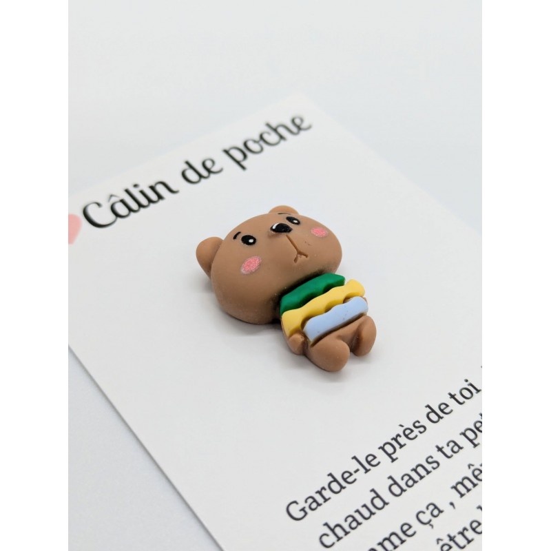 Carte Câlin de Poche - Ourson pull rayé Carte Câlin de Poche - Ourson pull rayé