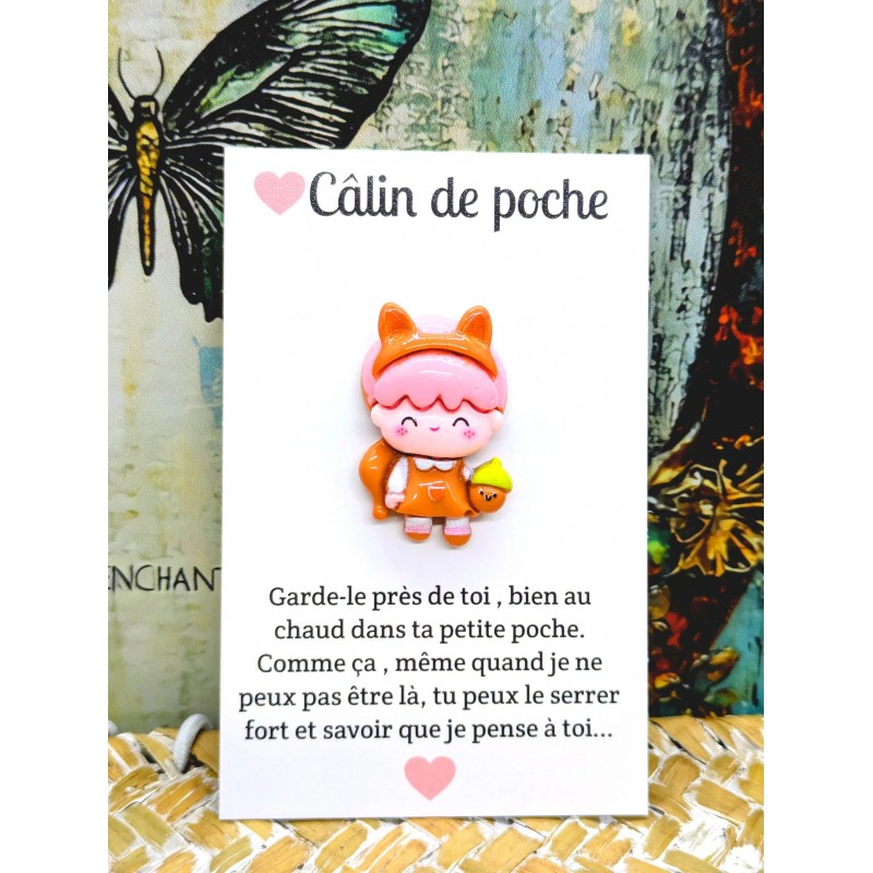 Carte Câlin de Poche - Petite fille renard
