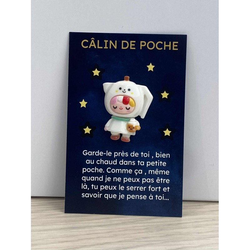 Carte Câlin de Poche - Petite fille théière Carte Câlin de Poche - Petite fille théière