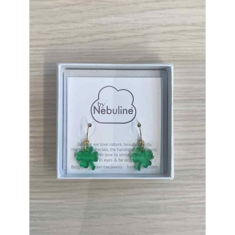 Boucles d'oreilles pendantes or et plexiglas - Trèfle Boucles d'oreilles pendantes or et plexiglas - Trèfle