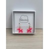 Boucles d'oreilles pendantes or et plexiglas - Chien rose