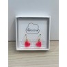 Boucles d'oreilles pendantes or et plexiglas - Coeur rose