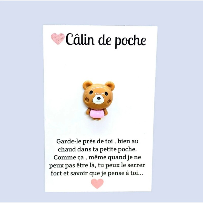 Carte Câlin de Poche - Ourson câlin rose Carte Câlin de Poche - Ourson câlin rose