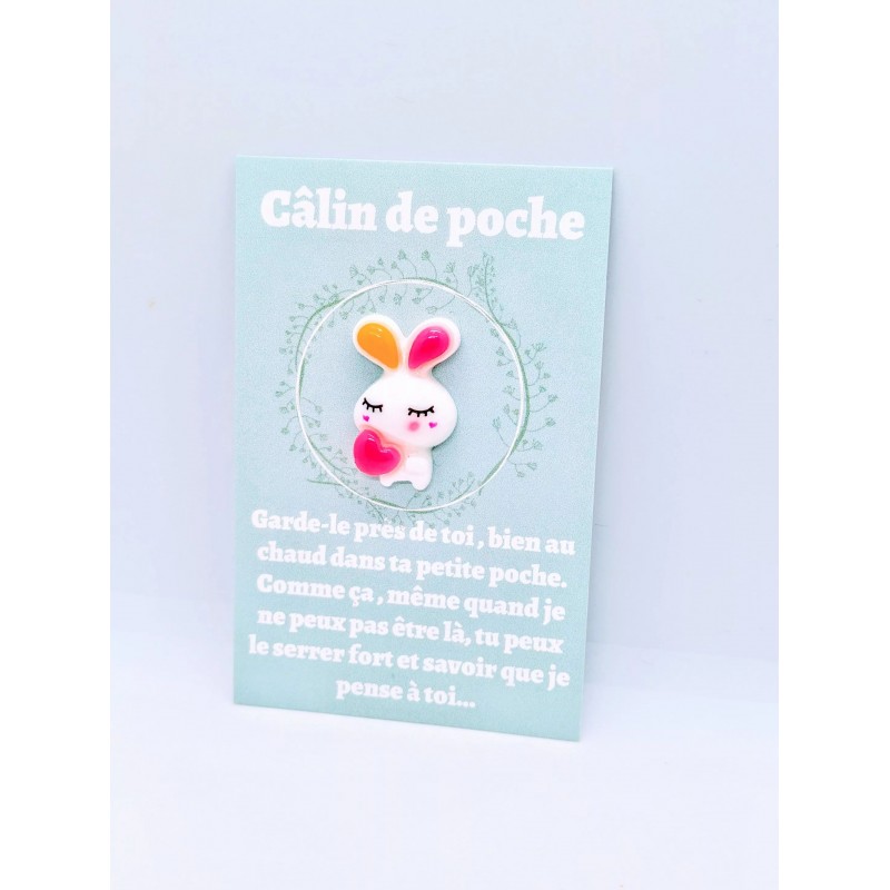 Carte Câlin de Poche - Glaçon lapin blanc coeur Carte Câlin de Poche - Glaçon lapin blanc coeur
