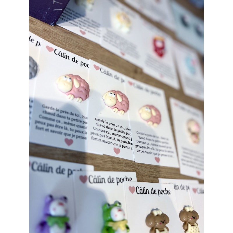 Carte Câlin de Poche - Mouton rose