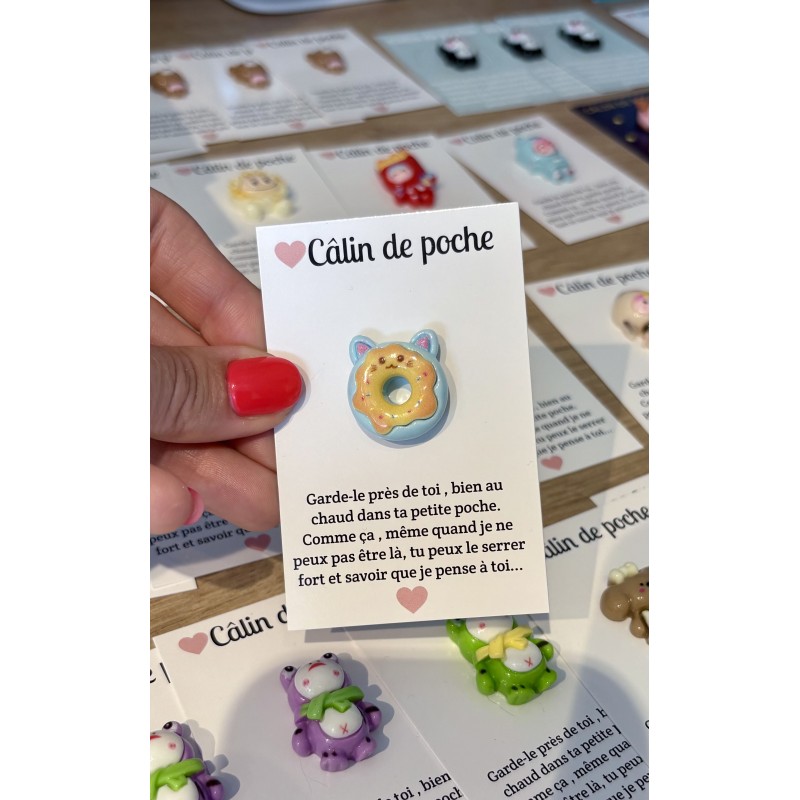 Carte Câlin de Poche - Chat donut bleu Carte Câlin de Poche - Chat donut bleu