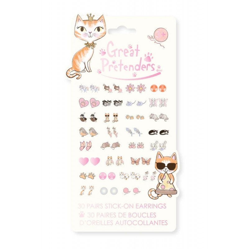 Set de 30 paires de boucles d'oreilles autocollantes - Chat Set de 30 paires de boucles d'oreilles autocollantes - Chat