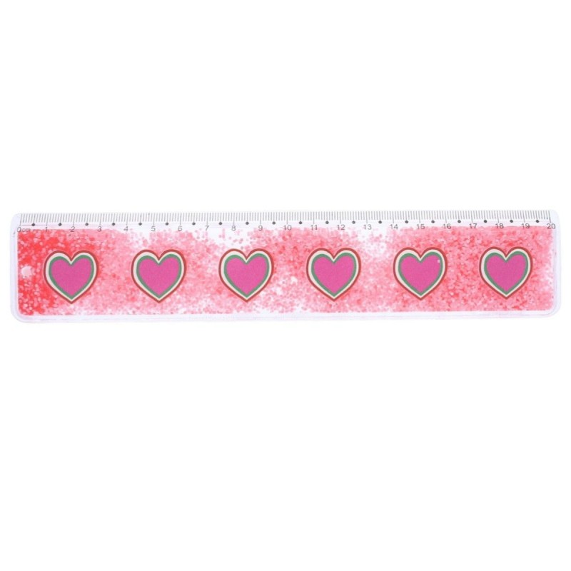 Règle à paillettes roses - Coeurs