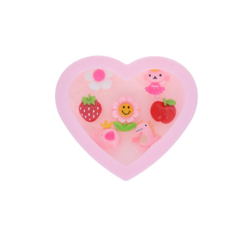 Boite coeur 7 bagues pour enfant