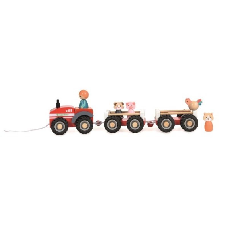 Tracteur de la ferme avec 2 remorques Tracteur de la ferme avec 2 remorques