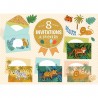 8 cartes d'invitations - Animaux de la jungle