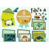 8 cartes d'invitations - Dinosaures