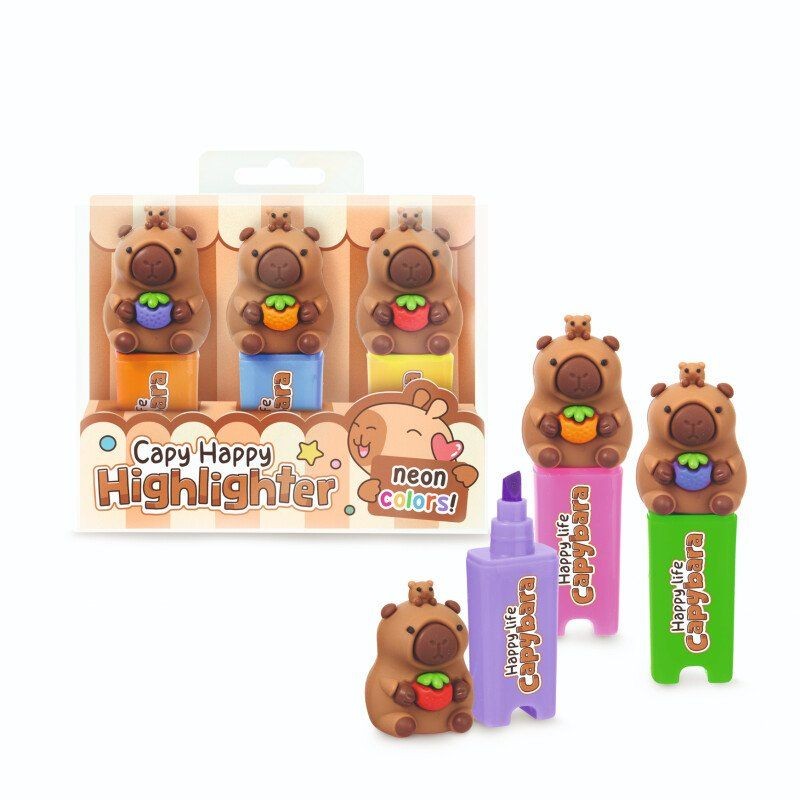 Coffret de 3 mini surligneurs - Capybara