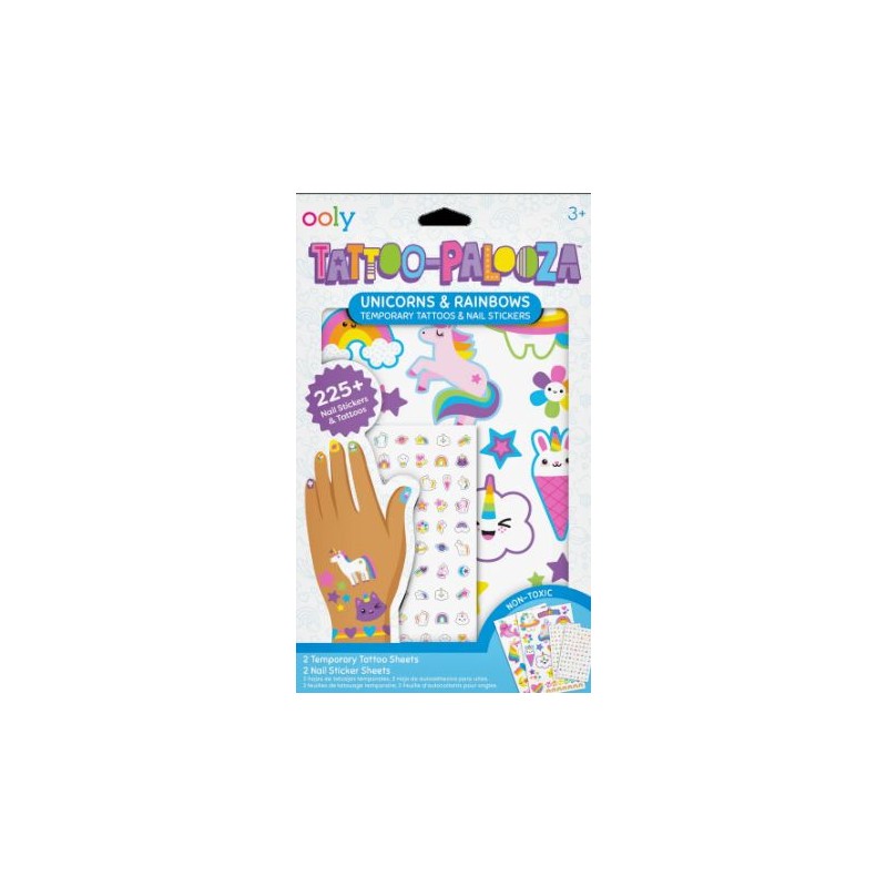 Tattoo-Palooza : tatouages temporaires & stickers pour ongles - Licornes et arc-en-ciel Tattoo-Palooza : tatouages temporaires & stickers pour ongles - Licornes et arc-en-ciel