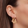 Boucles d'oreilles créole Fleur - Pêche champagne