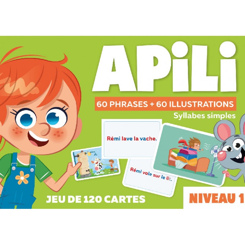 Apili - Jeu de 120 cartes - Niveau 1 (Syllabes simples) Apili - Jeu de 120 cartes - Niveau 1 (Syllabes simples)
