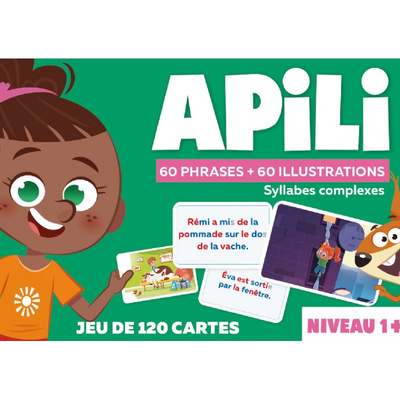 Apili - Jeu de 120 cartes  - Niveau 1+ (Syllabes complexes)