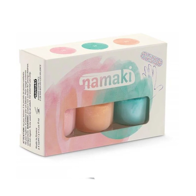 Coffret de 3 vernis Délices d'été - Rose bombon, vert d'eau, pêche Coffret de 3 vernis Délices d'été - Rose bombon, vert d'eau, pêche