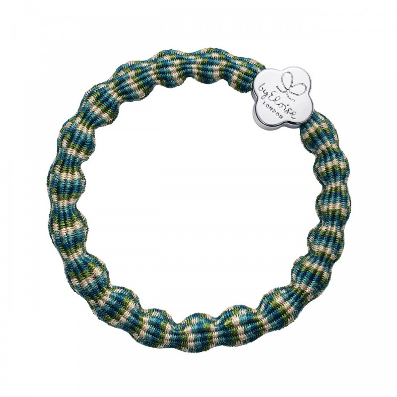 ByEloise bracelet élastique quatre-feuille argentée - Métallique vert océan ByEloise bracelet élastique quatre-feuille argentée - Métallique vert océan