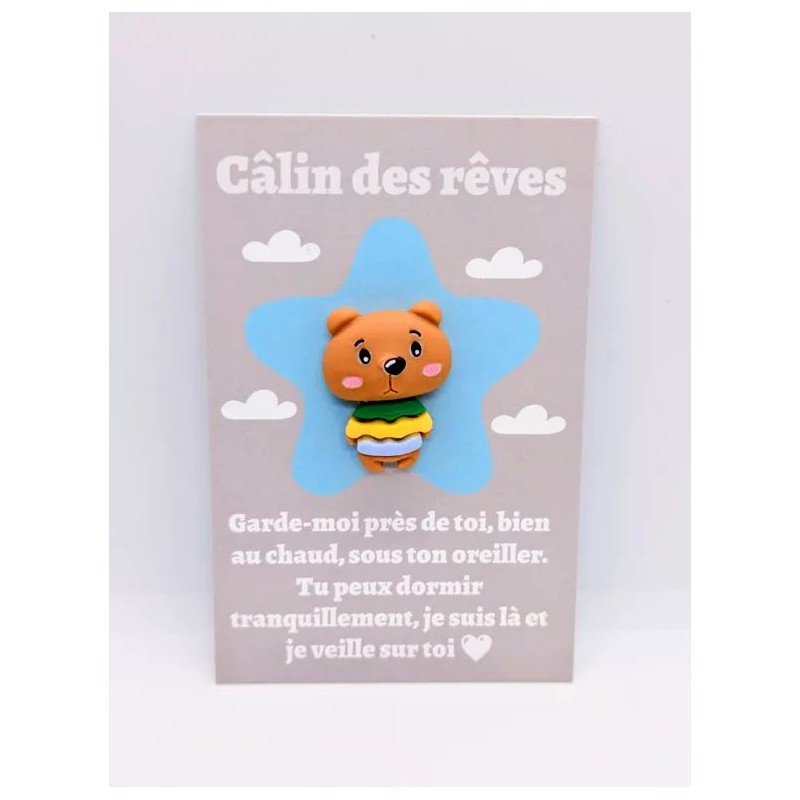 Carte Câlin des Rêves - Ourson pull rayé