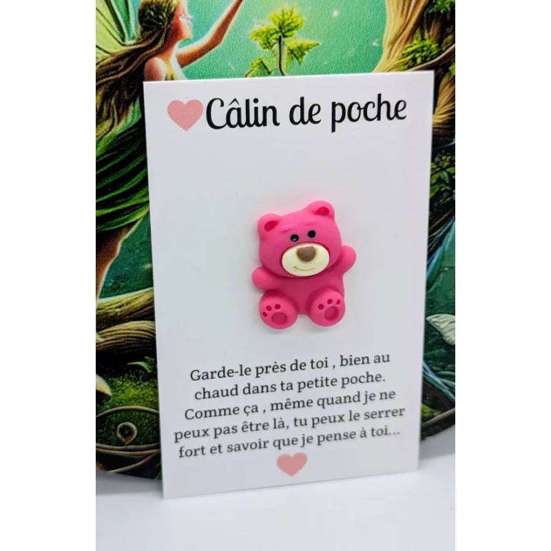 Carte Câlin de Poche - Ours rose
