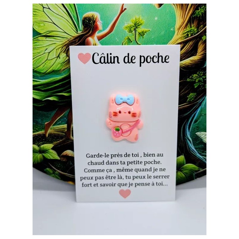 Carte Câlin de Poche - Chaton rose