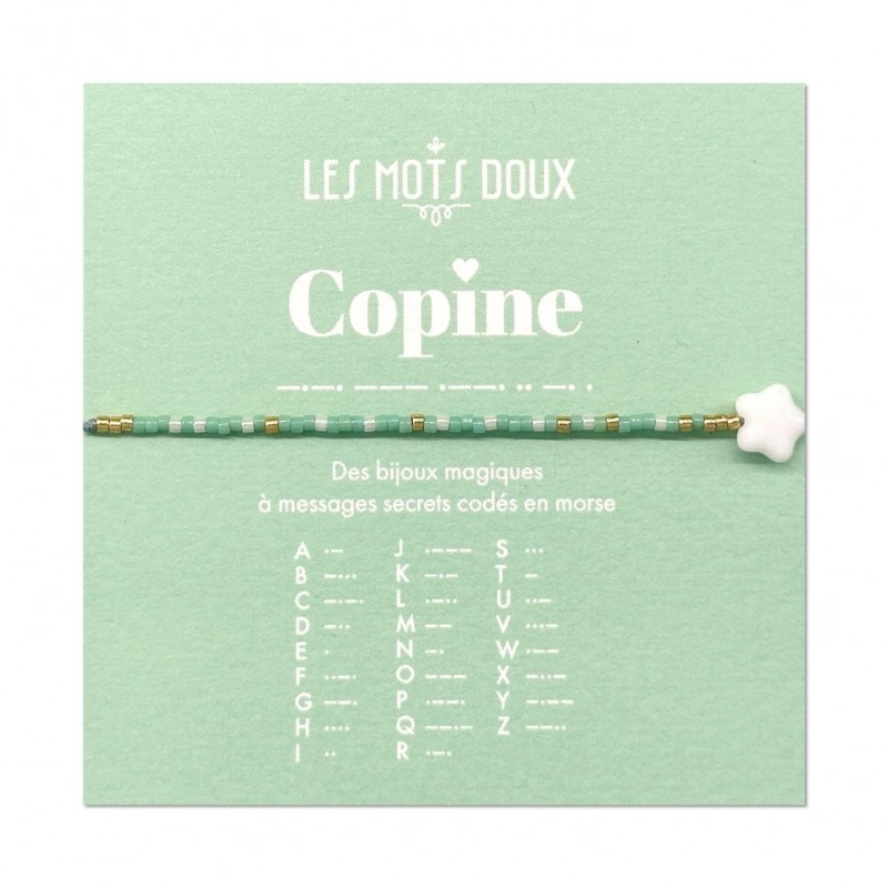 Bracelet enfant codé morse - Copine opale/or