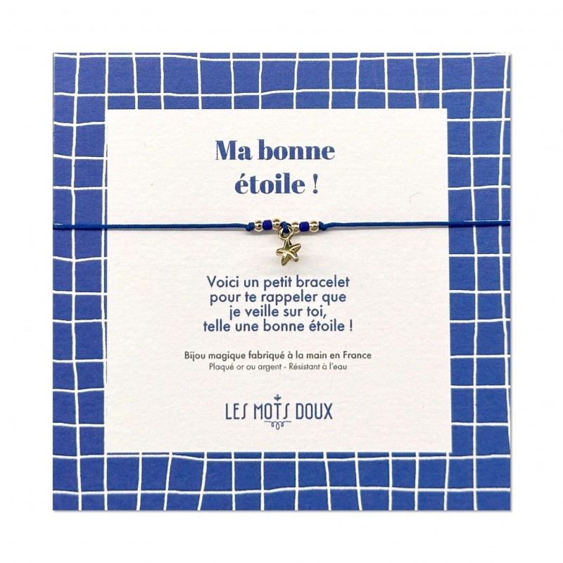 Bracelet enfant codé morse - Etoile cobalt/or