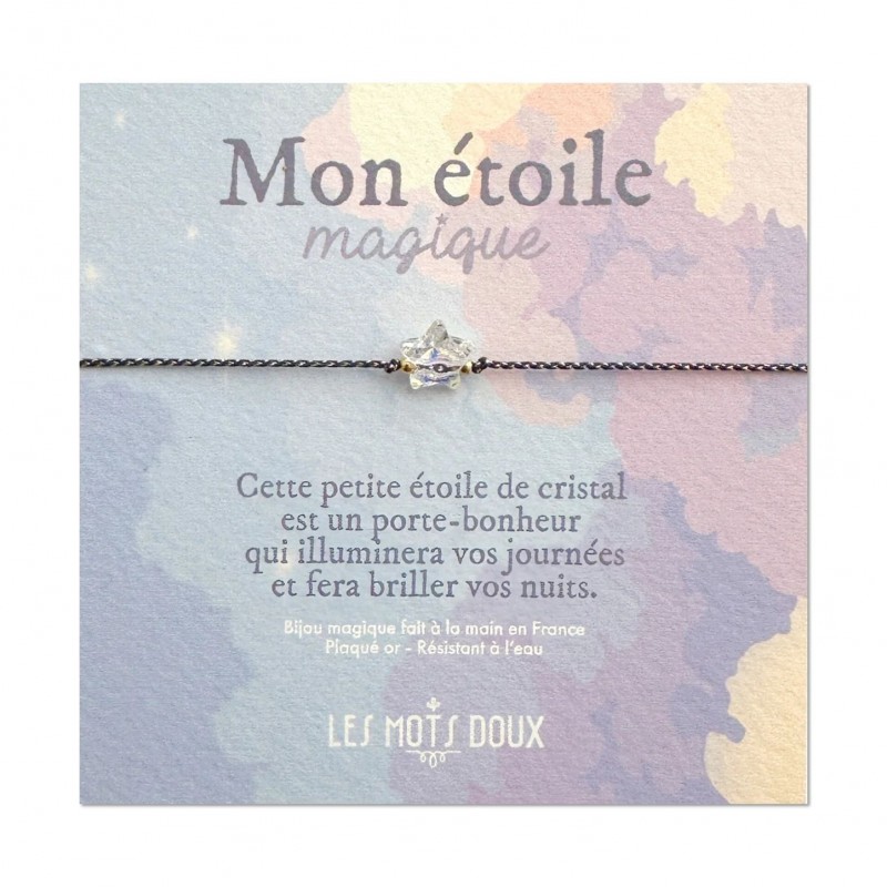 Bracelet breloque - Etoile cristal marine/doré