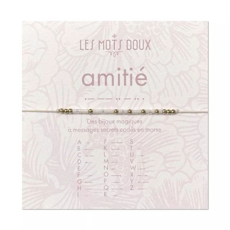 Bracelet pastel codé mose - Amitié blanc irrisé/or Bracelet pastel codé mose - Amitié blanc irrisé/or