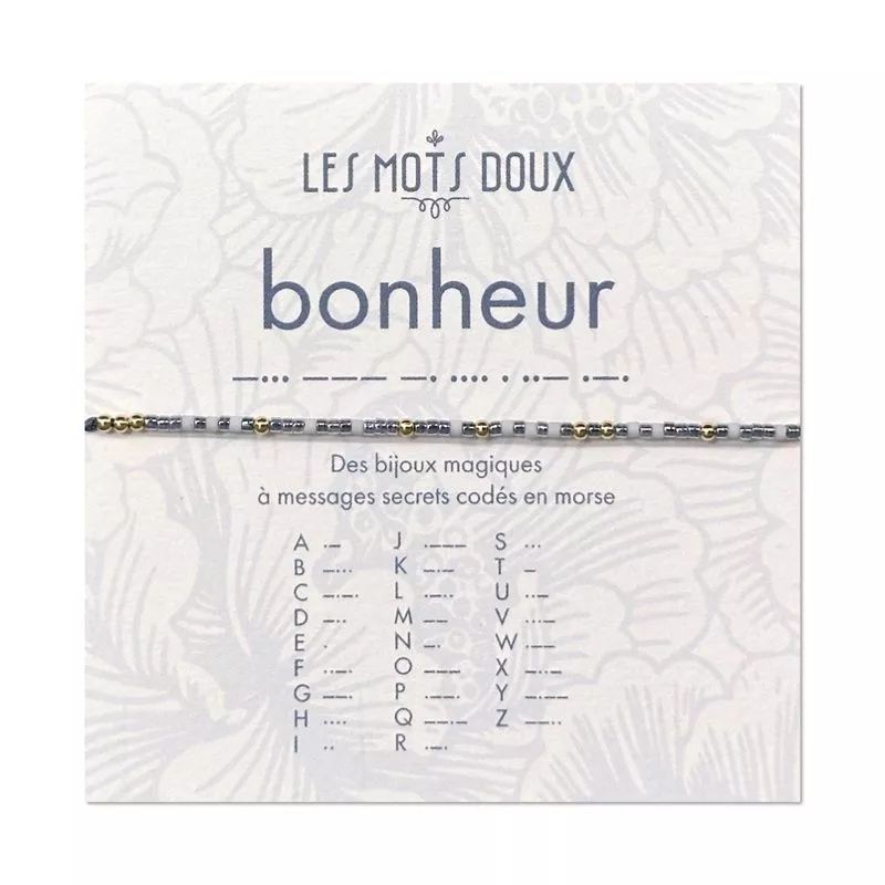 Bracelet pastel codé mose - Bonheur silver grey/or