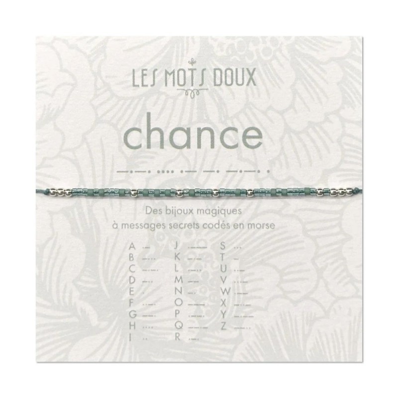 Bracelet pastel codé mose - Chance vert d'eau/or