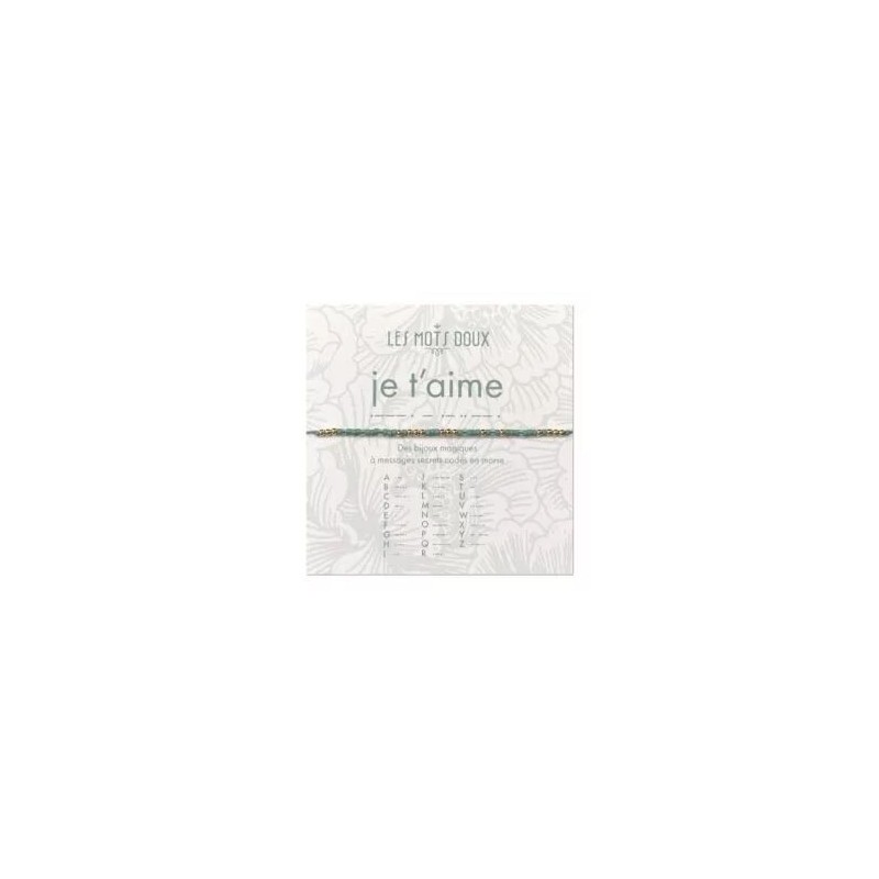 Bracelet pastel codé mose - Je t'aime vert translucide/or