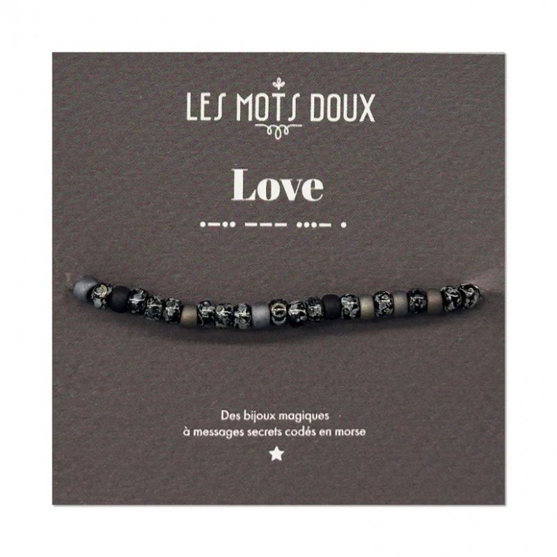 Bracelet messieurs - Love noir marbre/argent