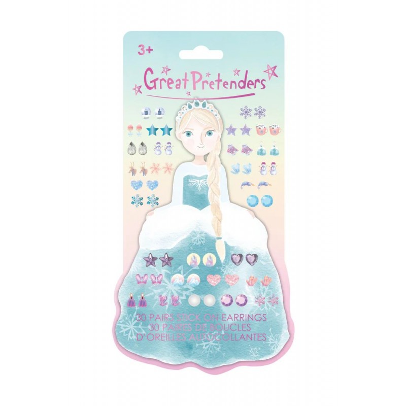 Set de 30 paires de boucles d'oreilles autocollantes - Reines des neiges