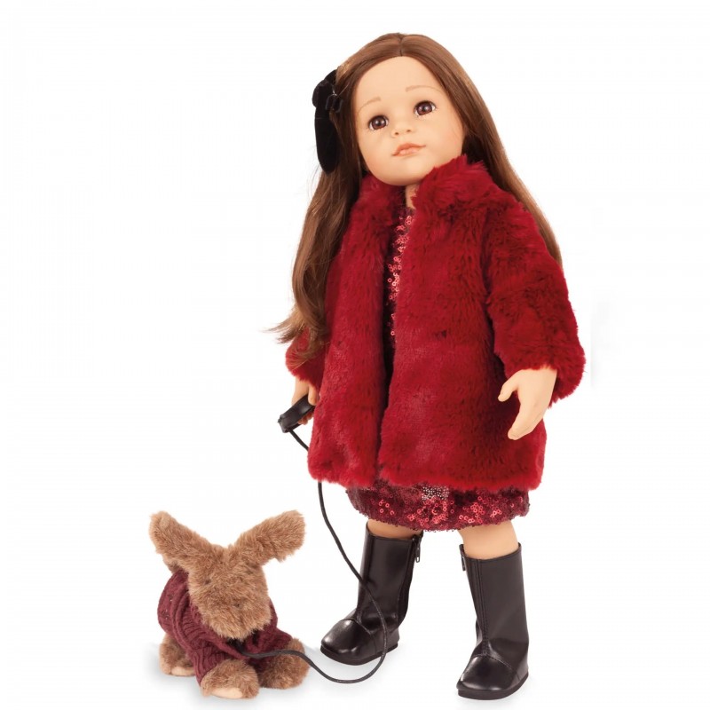 Hannah et son chien - cheveux bruns, yeux bruns (50 cm)