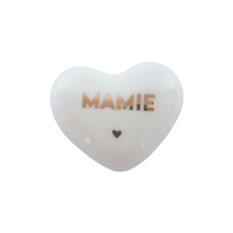 Cœur en céramique blanc et doré "Mamie" Cœur en céramique blanc et doré "Mamie"
