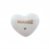Cœur en céramique blanc et doré "Mamie"