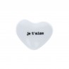 Cœur en céramique blanc et doré "Je t'aime"