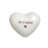Cœur en céramique blanc et doré "Je t'aime"