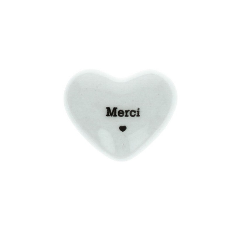 Cœur en céramique blanc et doré "Merci" Cœur en céramique blanc et doré "Merci"