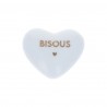 Cœur en céramique blanc et doré "Bisous"